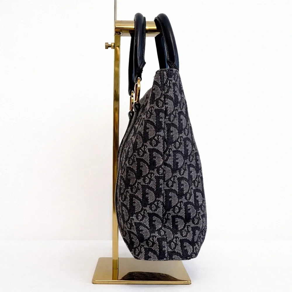 Dior • Diorissimo Trotter Canvas Tote in Navy/Navy Leather